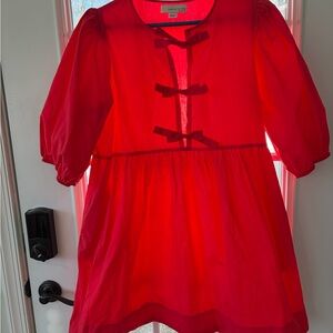 Elegant Red Mini Dress with Bow Accents